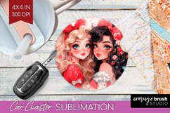 Valentine Girl Car Coaster - BFF Coaster PNG Sublimation Product Image 1