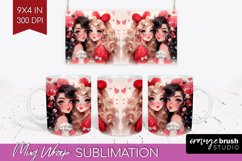 Valentine Girl Mug Wrap - BFF Mug PNG Sublimation Product Image 1