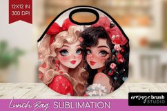 Valentine Girl Lunch Bag - BFF Lunch Bug PNG Sublimation Product Image 1