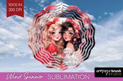 Valentine Girl Wind Spinner Sublimation PNG - BFF Round Product Image 1