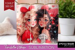 Valentine Girl Tumbler Wrap - BFF Tumbler PNG Sublimation Product Image 1