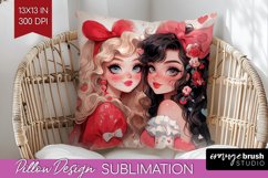 Valentine Girl Pillow Sublimation - BFF Pillow Cover PNG Product Image 1