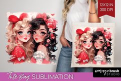 Valentine Girl Tote Bag - BFF Tote Bag PNG Sublimation Product Image 1