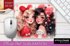 Valentine Girl Mouse Pad Sublimation - BFF Mousepad PNG Product Image 1