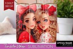 Valentine Girl Tumbler Wrap - BFF Tumbler PNG Sublimation Product Image 1