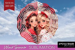 Valentine Girl Wind Spinner Sublimation PNG - BFF Round Product Image 1