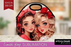 Valentine Girl Lunch Bag - BFF Lunch Bug PNG Sublimation Product Image 1