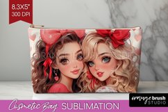 Valentine Girl Cosmetic Bag - BFF Makeup Bag PNG Sublimation Product Image 1