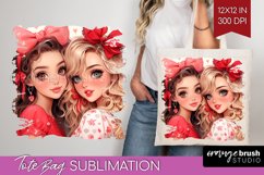 Valentine Girl Tote Bag - BFF Tote Bag PNG Sublimation Product Image 1