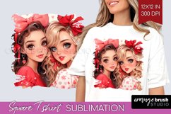 Valentine Girl Square Tshirt Background - BFF PNG Product Image 1