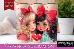 Valentine Girl Tumbler Wrap - BFF Tumbler PNG Sublimation Product Image 1