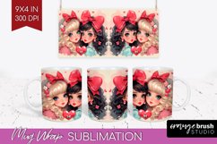 Valentine Girl Mug Wrap - BFF Mug PNG Sublimation Product Image 1