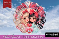Valentine Girl Wind Spinner Sublimation PNG - BFF Round Product Image 1