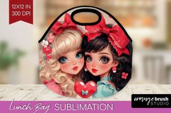 Valentine Girl Lunch Bag - BFF Lunch Bug PNG Sublimation Product Image 1