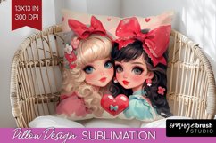 Valentine Girl Pillow Sublimation - BFF Pillow Cover PNG Product Image 1