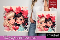 Valentine Girl Tote Bag - BFF Tote Bag PNG Sublimation Product Image 1