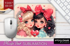 Valentine Girl Mouse Pad Sublimation - BFF Mousepad PNG Product Image 1