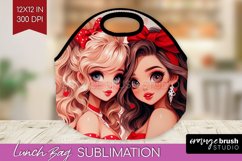Valentine Girl Lunch Bag - BFF Lunch Bug PNG Sublimation Product Image 1