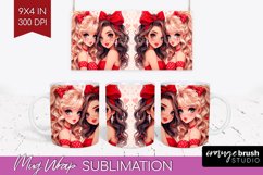 Valentine Girl Mug Wrap - BFF Mug PNG Sublimation Product Image 1
