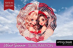 Valentine Girl Wind Spinner Sublimation PNG - BFF Round Product Image 1