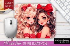 Valentine Girl Mouse Pad Sublimation - BFF Mousepad PNG Product Image 1