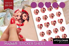 Valentine Girl Round Sticker - BFF Printable Sticker Sheet Product Image 1