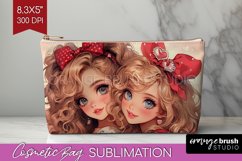 Valentine Girl Cosmetic Bag - BFF Makeup Bag PNG Sublimation Product Image 1