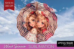 Valentine Girl Wind Spinner Sublimation PNG - BFF Round Product Image 1