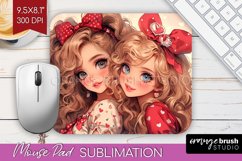 Valentine Girl Mouse Pad Sublimation - BFF Mousepad PNG Product Image 1