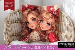 Valentine Girl Pillow Sublimation - BFF Pillow Cover PNG Product Image 1
