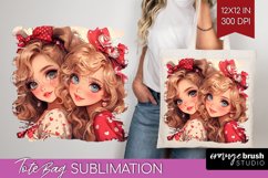 Valentine Girl Tote Bag - BFF Tote Bag PNG Sublimation Product Image 1