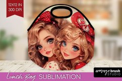 Valentine Girl Lunch Bag - BFF Lunch Bug PNG Sublimation Product Image 1