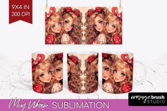 Valentine Girl Mug Wrap - BFF Mug PNG Sublimation Product Image 1
