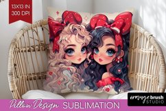 Valentine Girl Pillow Sublimation - BFF Pillow Cover PNG Product Image 1