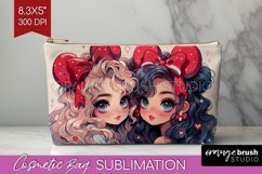 Valentine Girl Cosmetic Bag - BFF Makeup Bag PNG Sublimation Product Image 1