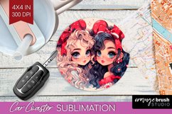 Valentine Girl Car Coaster - BFF Coaster PNG Sublimation Product Image 1