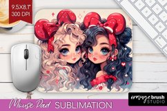 Valentine Girl Mouse Pad Sublimation - BFF Mousepad PNG Product Image 1