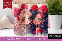 Valentine Girl Tumbler Wrap - BFF Tumbler PNG Sublimation Product Image 1