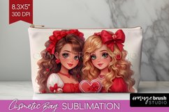 Valentine Girl Cosmetic Bag - BFF Makeup Bag PNG Sublimation Product Image 1