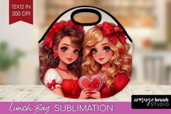 Valentine Girl Lunch Bag - BFF Lunch Bug PNG Sublimation Product Image 1