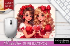 Valentine Girl Mouse Pad Sublimation - BFF Mousepad PNG Product Image 1