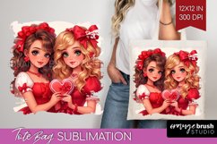 Valentine Girl Tote Bag - BFF Tote Bag PNG Sublimation Product Image 1