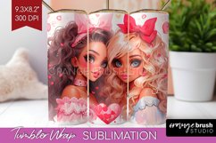 Valentine Girl Tumbler Wrap - BFF Tumbler PNG Sublimation Product Image 1