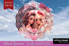 Valentine Girl Wind Spinner Sublimation PNG - BFF Round Product Image 1