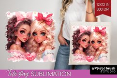 Valentine Girl Tote Bag - BFF Tote Bag PNG Sublimation Product Image 1