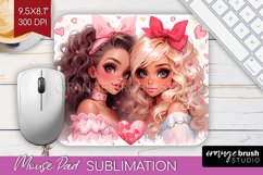 Valentine Girl Mouse Pad Sublimation - BFF Mousepad PNG Product Image 1