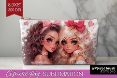 Valentine Girl Cosmetic Bag - BFF Makeup Bag PNG Sublimation Product Image 1