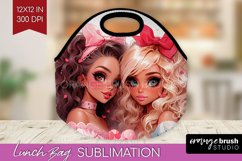 Valentine Girl Lunch Bag - BFF Lunch Bug PNG Sublimation Product Image 1