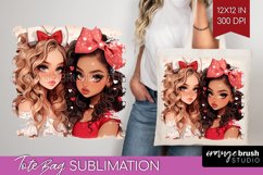 Valentine Girl Tote Bag - BFF Tote Bag PNG Sublimation Product Image 1