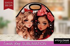 Valentine Girl Lunch Bag - BFF Lunch Bug PNG Sublimation Product Image 1